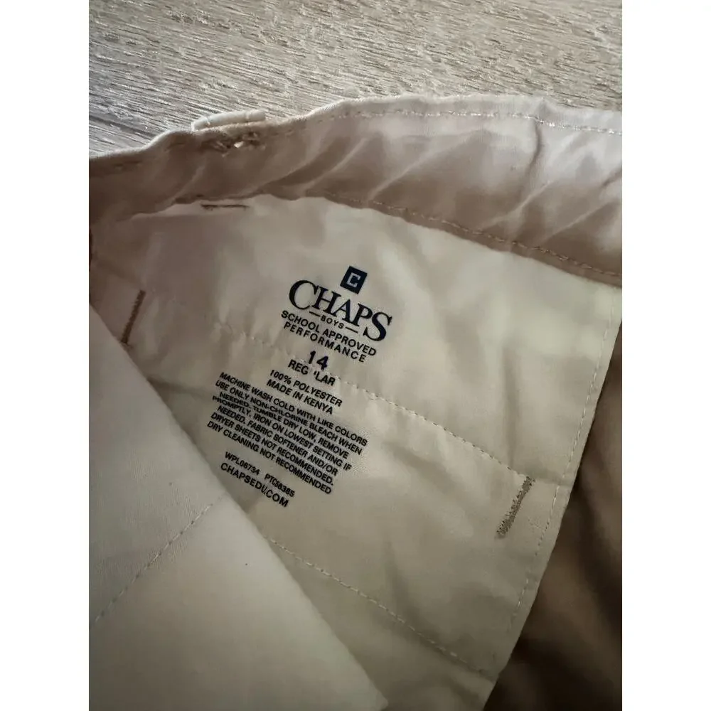 CHAPS Boys Size 14 Regular Tan Khaki School Uniform Golf Shorts